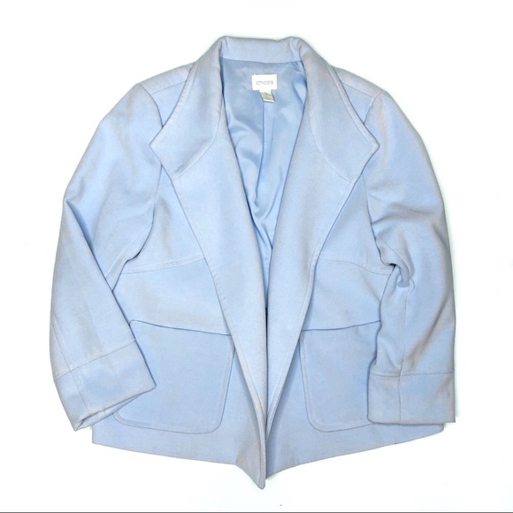 Chico’s Everyday Plush Coat Jacket Powder Blue 2 - Picture 1 of 9